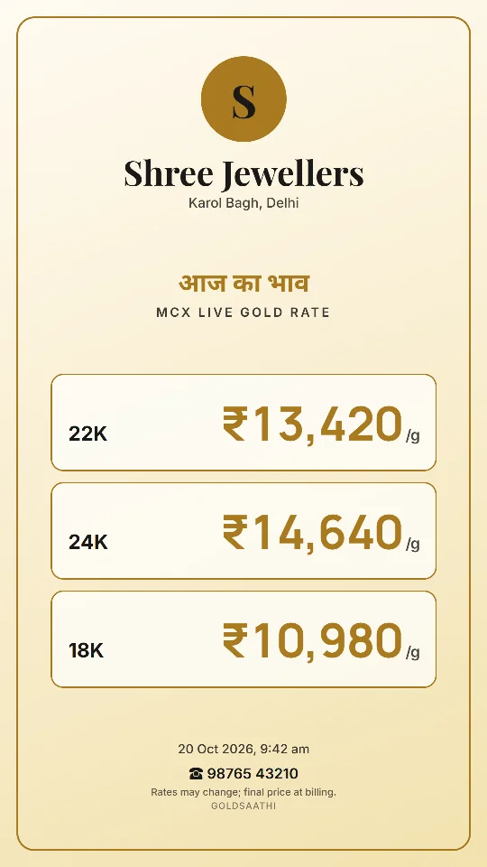 Sample GoldSaathi rate poster